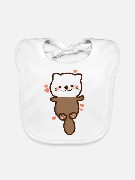 Kawaii baby Seeotter kawaii Herzen - Baby Bio-Lätzchen - Weiß