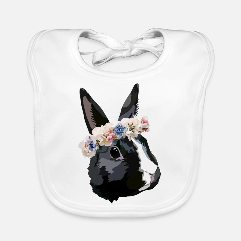 lapin avec couronne de fleurs Bavoir bio Bébé