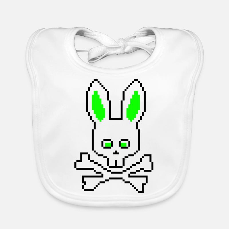 Skull Rabbit Green Organic Baby Bibs