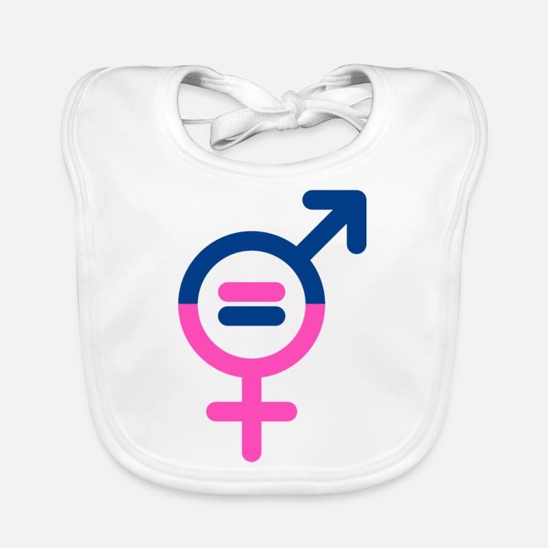 Egalité hommes et femmes - Bavoir bio Bébé - blanc