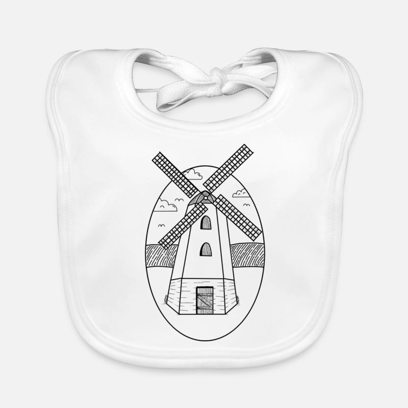 Moulin à vent - Bavoir bio Bébé - blanc