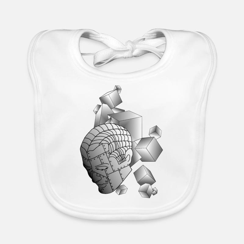 Robot with cube light grey Organic Baby Bibs