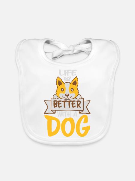 better with a dog - Organic Baby Bibs - white - Front
