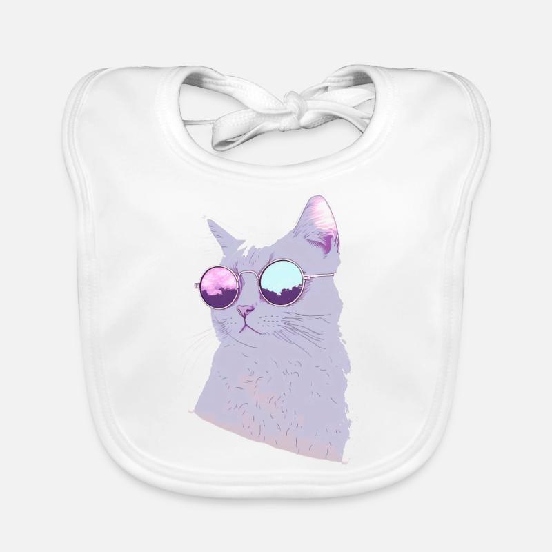 Chat avec lunette de soleil Bavoir bio Bébé