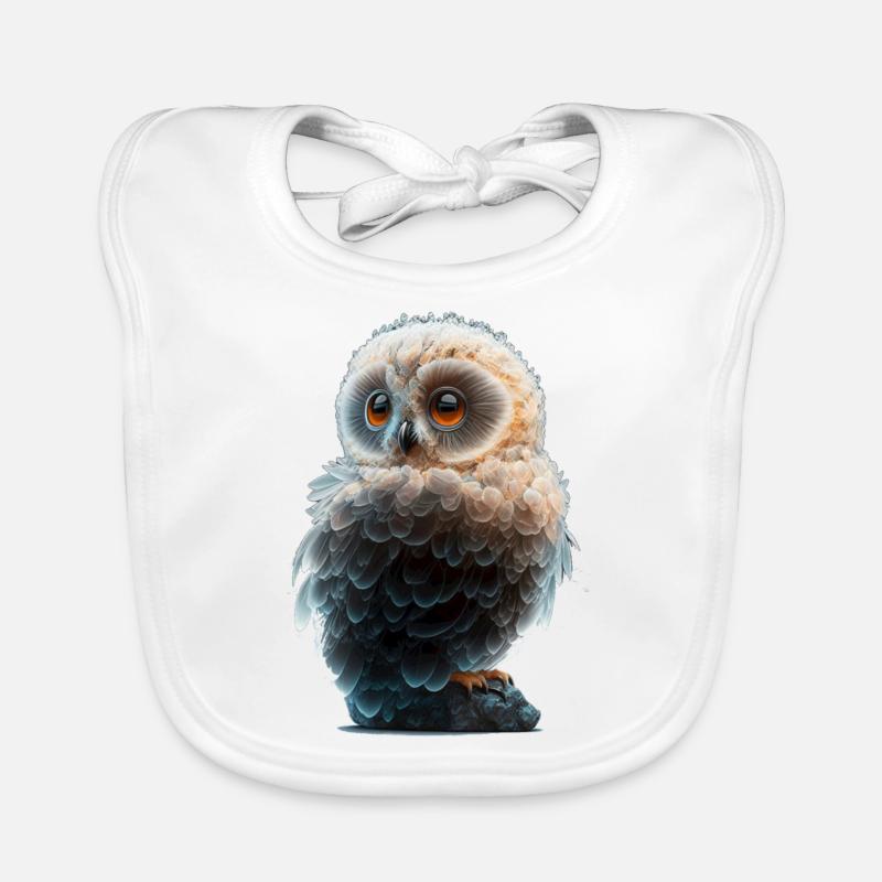 3D Eule - Baby Bio-Lätzchen - Weiß