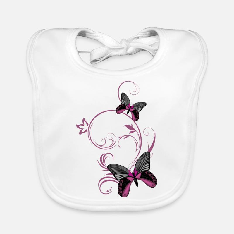 Two stylized butterflies Organic Baby Bibs