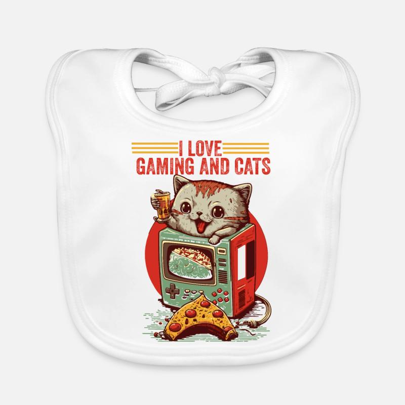 Video Game CAT Lover Funny Gaming Organic Baby Bibs