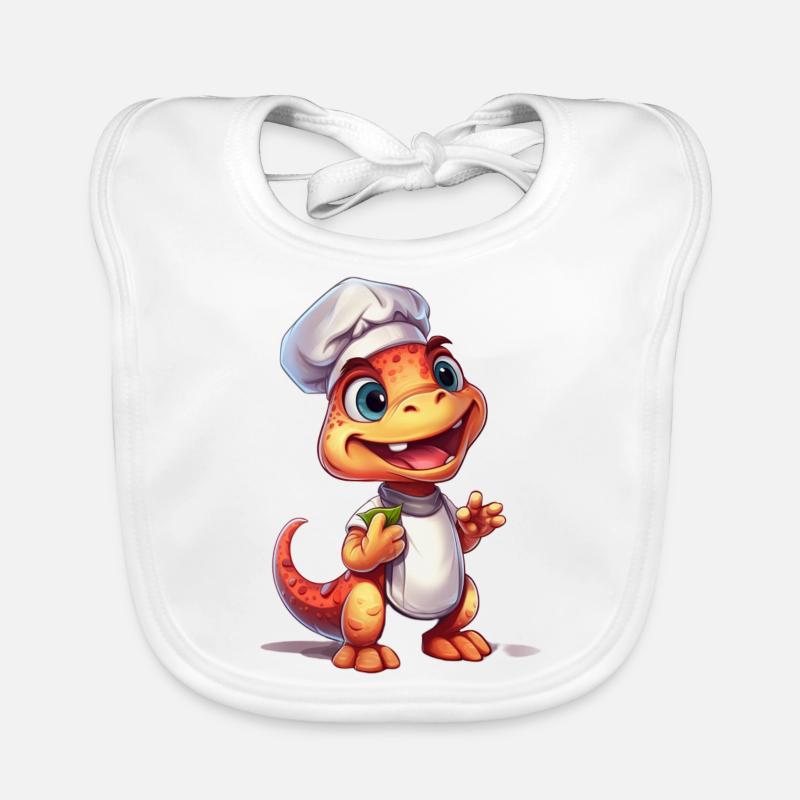 Mignon bébé Velociraptor Chef - Bavoir bio Bébé - blanc