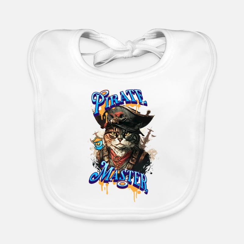 Cool Pirate Cat Shirt - Pirate Master - Bavoir bio Bébé - blanc