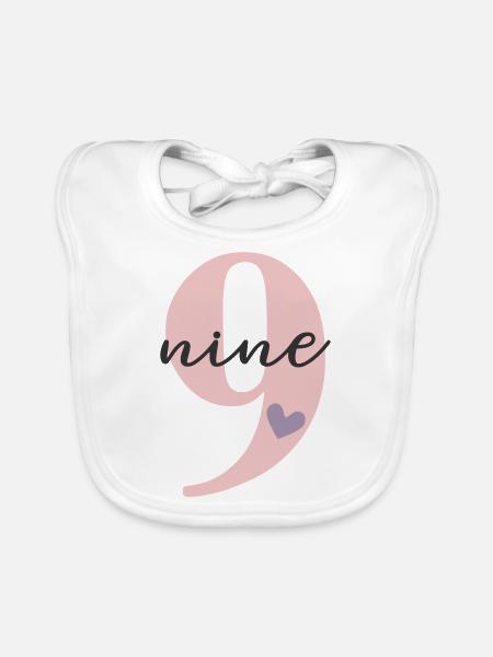9e anniversaire neuf neuf - Bavoir bio Bébé - blanc - Devant