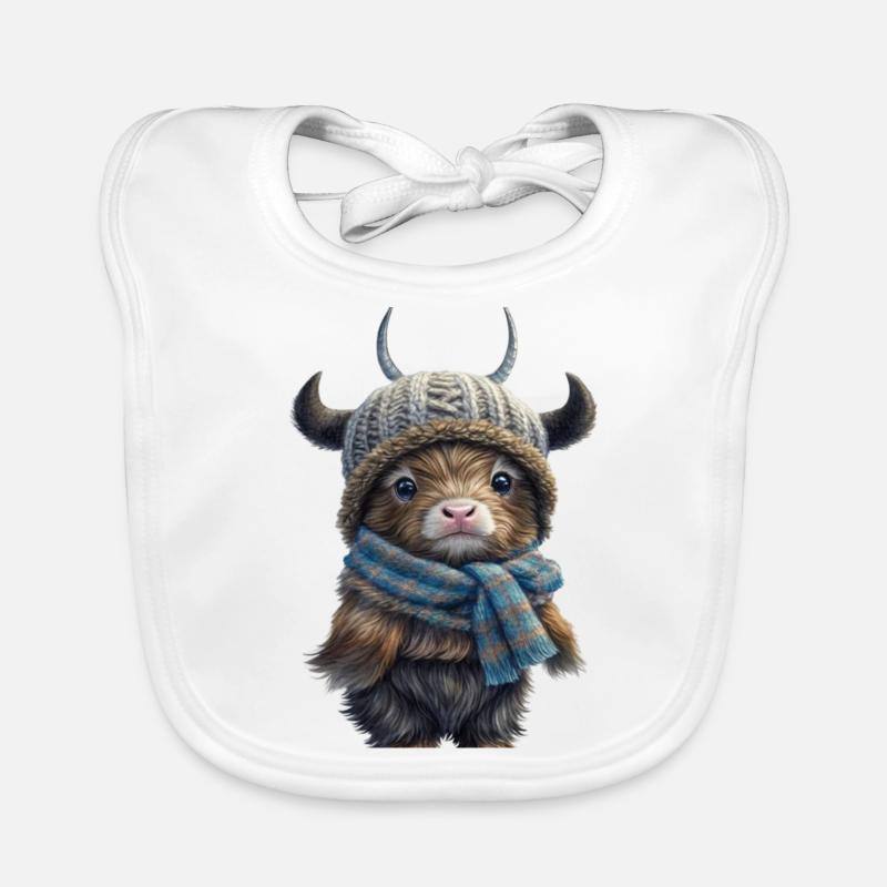 Cute Scottish Highlander Organic Baby Bibs