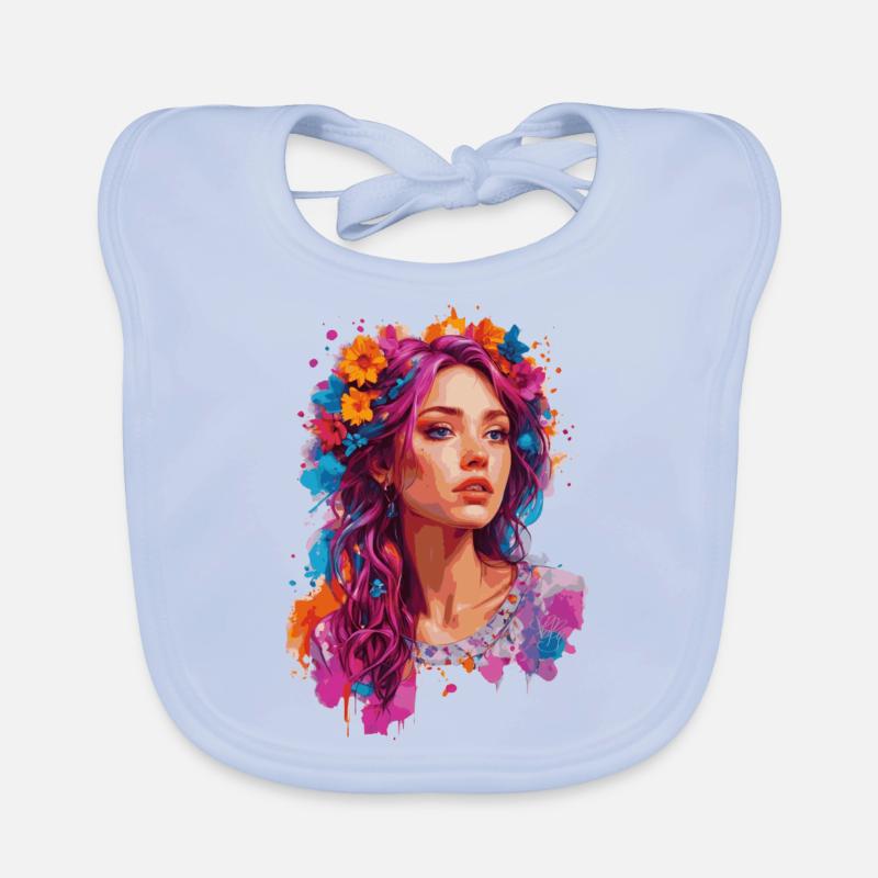 Mädchen mit Blumen 🌸 Baby Bio-Lätzchen