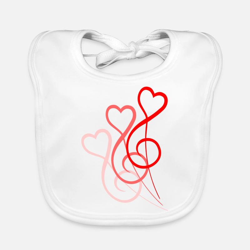 3 Musique Amour notes de clé de basse cœurs Bavoir bio Bébé