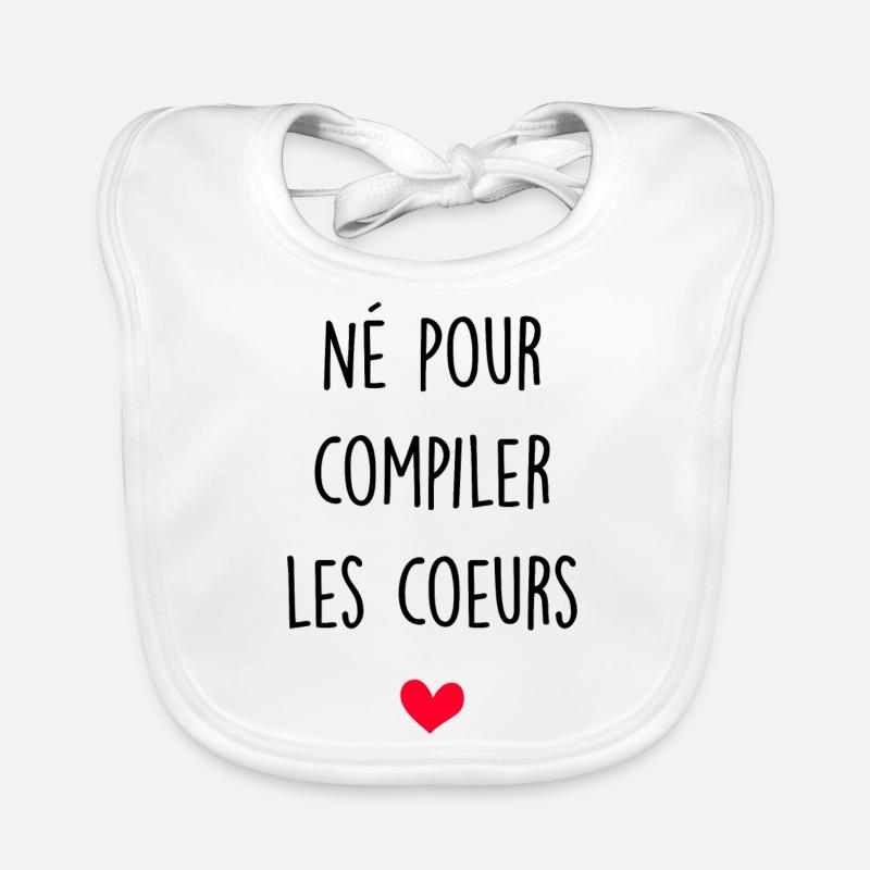 Né pour compiler les coeurs Bavoir bio Bébé