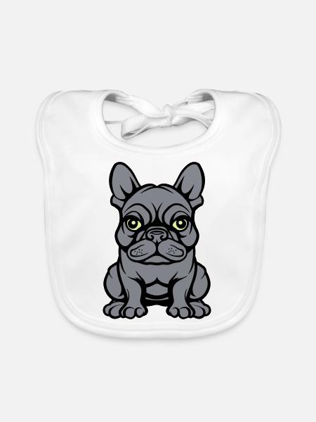 Bulldogg Chien Bande dessinée - Bavoir bio Bébé - blanc - Devant