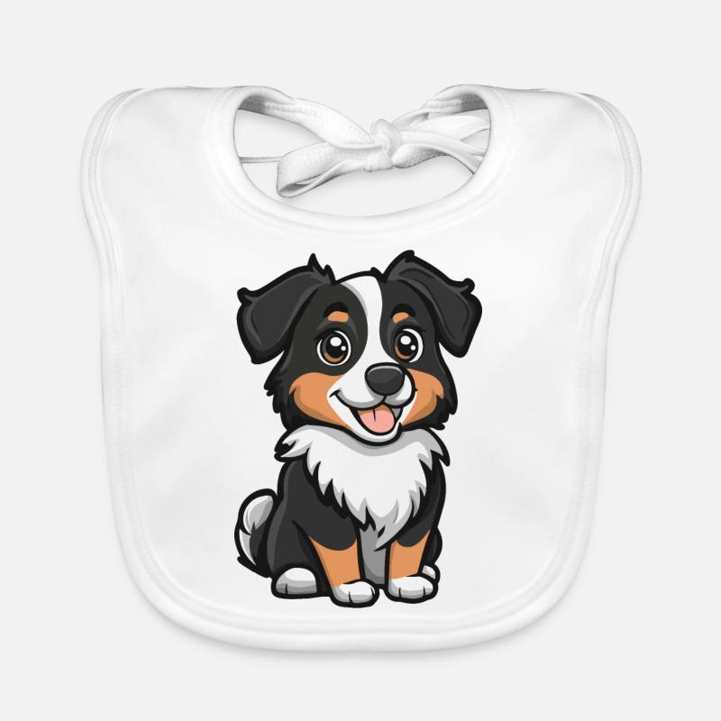 Berger australien chien bande dessinée mignon Bavoir bio Bébé