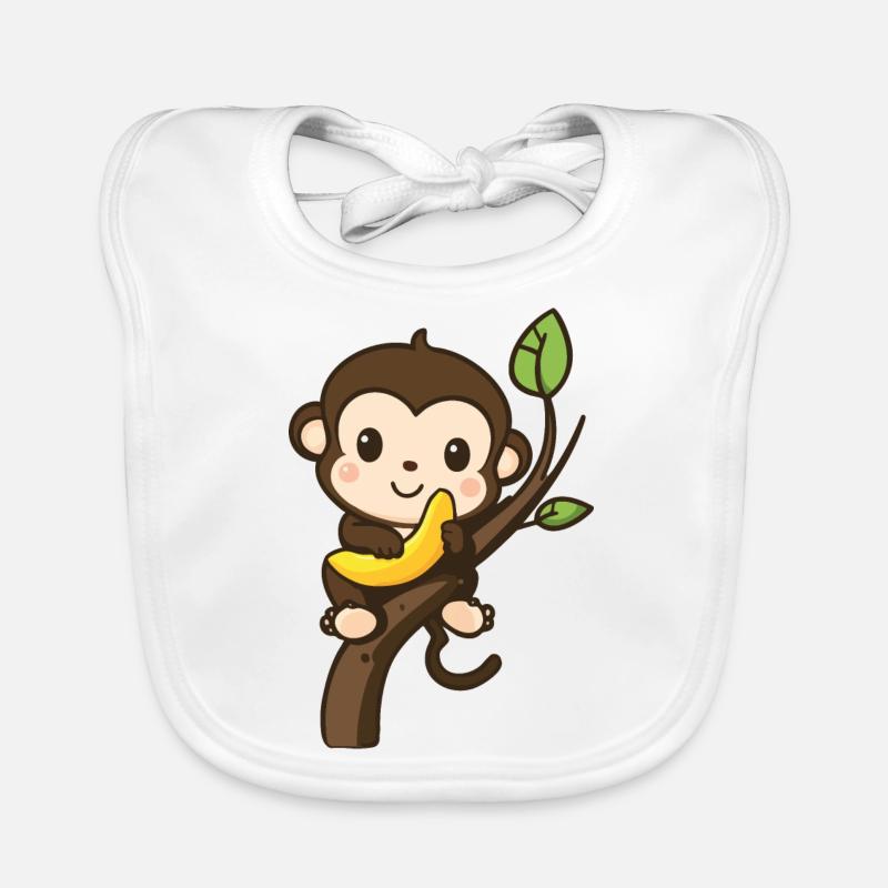 Süßes Äffchen mit Banane Baby Bio-Lätzchen