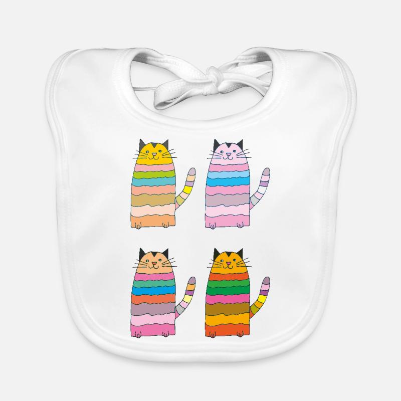 katze geringelt vierfach bunt Baby Bio-Lätzchen