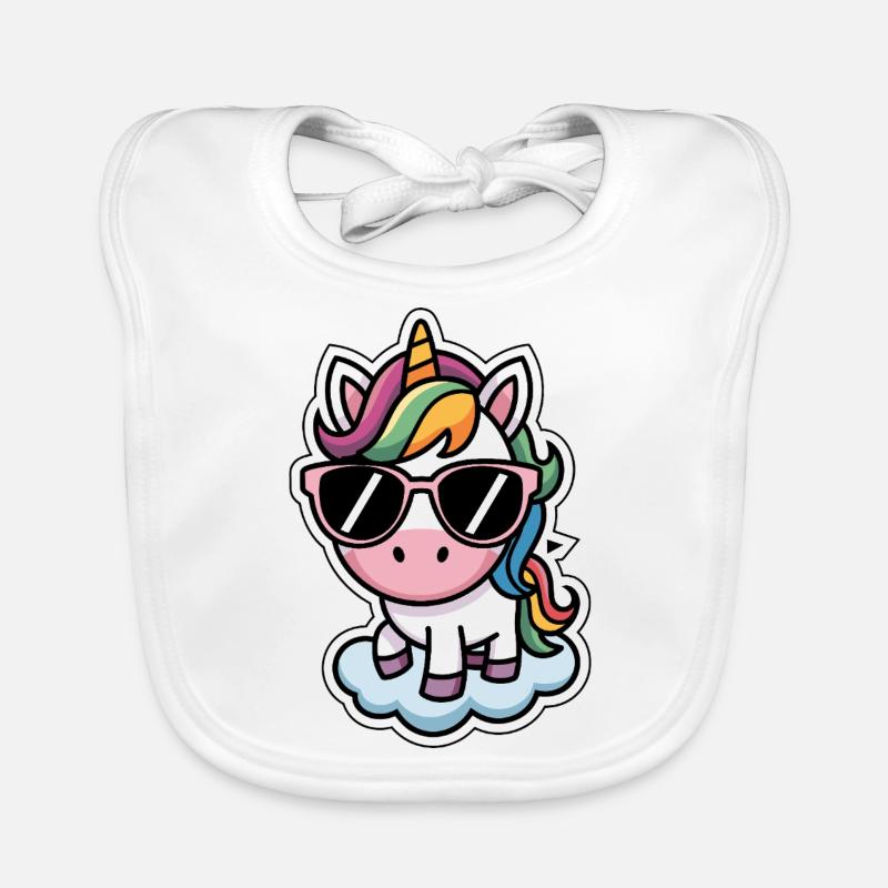 Unicorn Sticker Style - Baby Bio-Lätzchen - Weiß