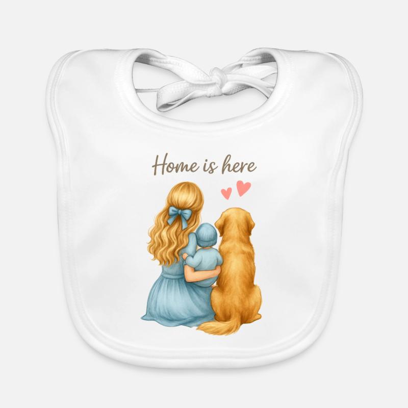 Home is Here – Famille avec chien Bavoir bio Bébé