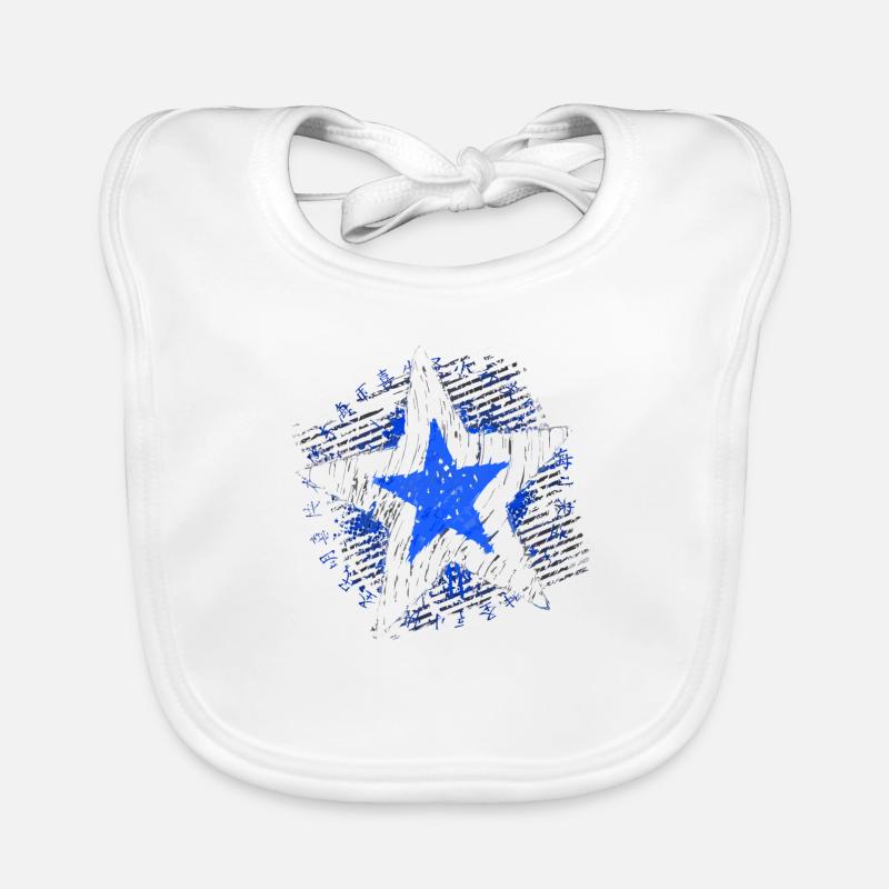 Big Star (Stern, weiß/blau) Baby Bio-Lätzchen