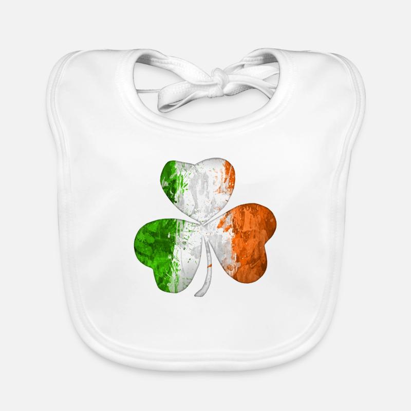 Irish Flag Clover Grunge Organic Baby Bibs