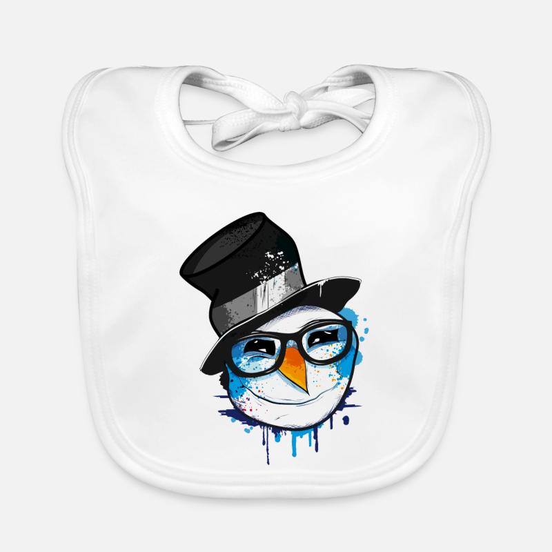 Snowman with nerd glasses Organic Baby Bibs