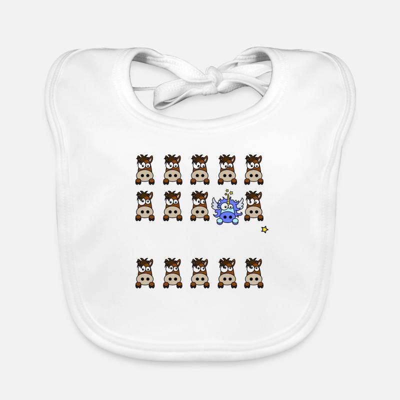 Licorne Bleu - Be Different, WT - Bavoir bio Bébé - blanc