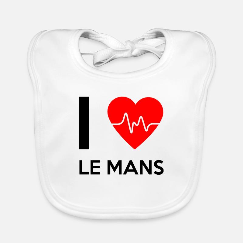 J'aime Le Mans - J'adore Le Mans - Bavoir bio Bébé - blanc