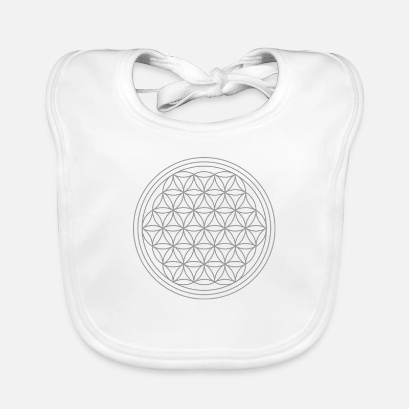 Fleur de vie en argent - Bavoir bio Bébé - blanc