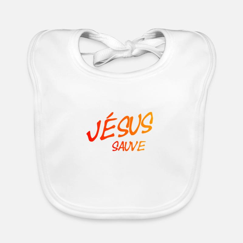 Jésus sauve - Bavoir bio Bébé - blanc