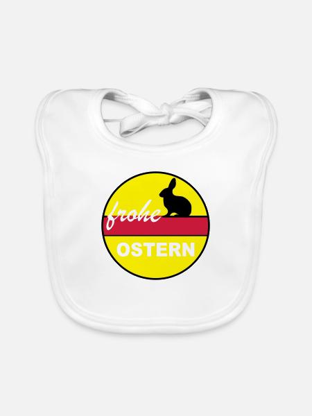 Frohe Ostern 3c - Baby Bio-Lätzchen - Weiß - Vorne