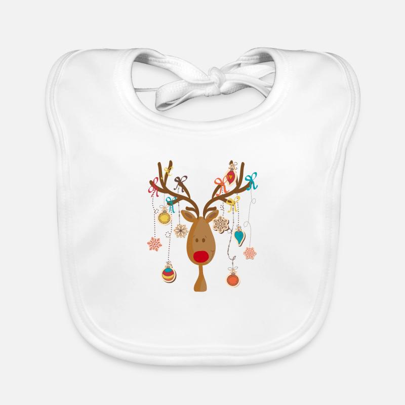 Moose with Christmas tree decorations Organic Baby Bibs