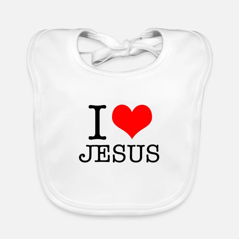 J'AIME Jésus - Bavoir bio Bébé - blanc