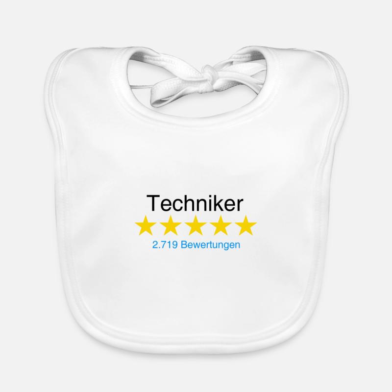 Techniker mit Bewertung Baby Bio-Lätzchen