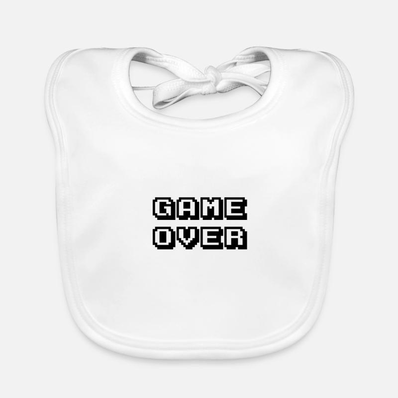 Arcade Game Over Noir - Bavoir bio Bébé - blanc