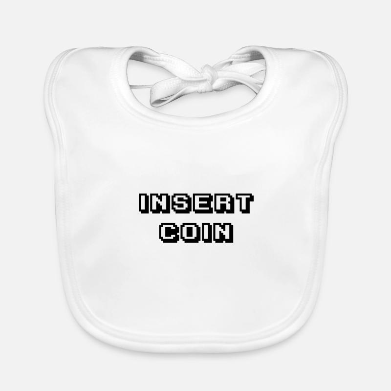 Arcade Insert Coin black Organic Baby Bibs