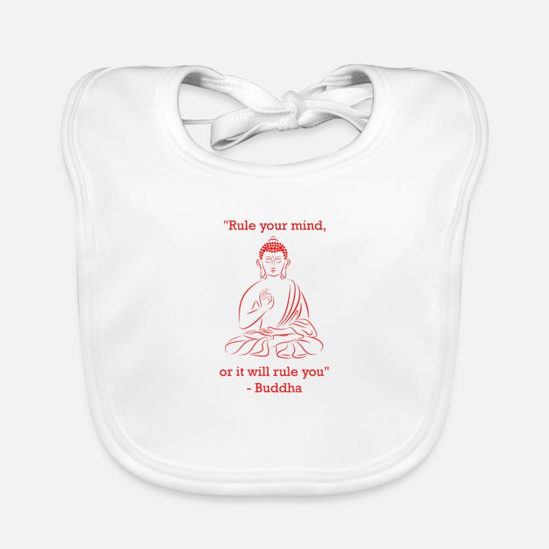 Buddha - "Verstand" - Baby Bio-Lätzchen - Weiß
