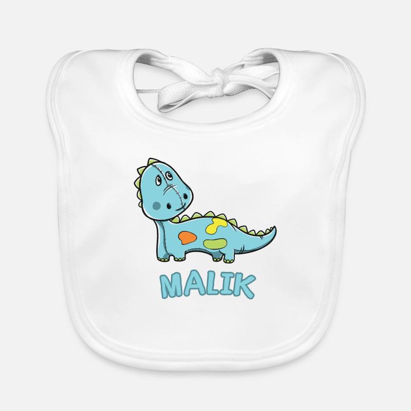 Dinosaur funny child Malik gift birthday Organic Baby Bibs