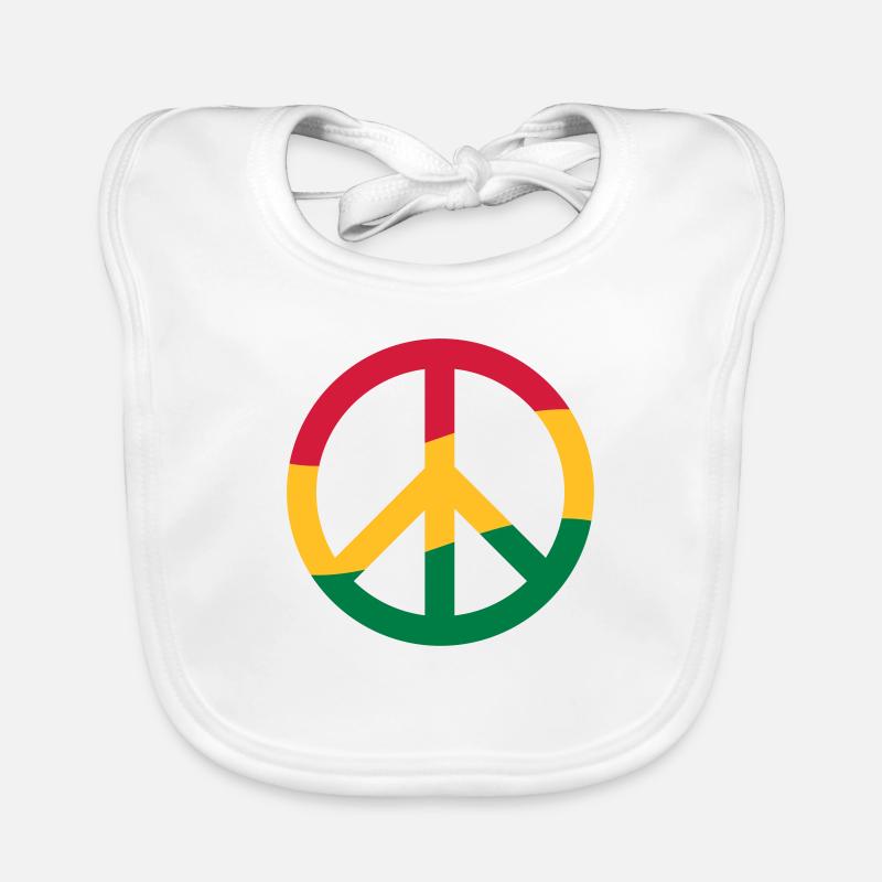 signe de paix musique reggae rastafari Peace Pace - Bavoir bio Bébé - blanc