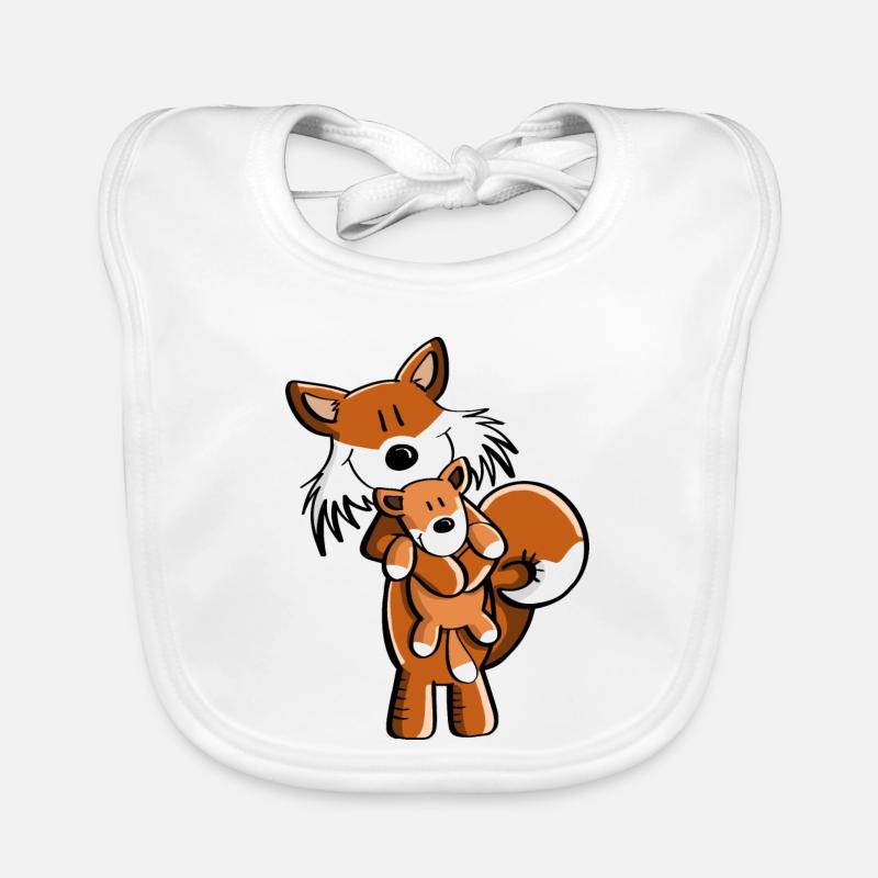 Fuchs avec bébé renard - cadeau comique - enfants - Bavoir bio Bébé - blanc