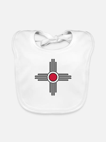 Zia Sonne, Mexiko, Indianer Symbol - Baby Bio-Lätzchen - Weiß - Vorne