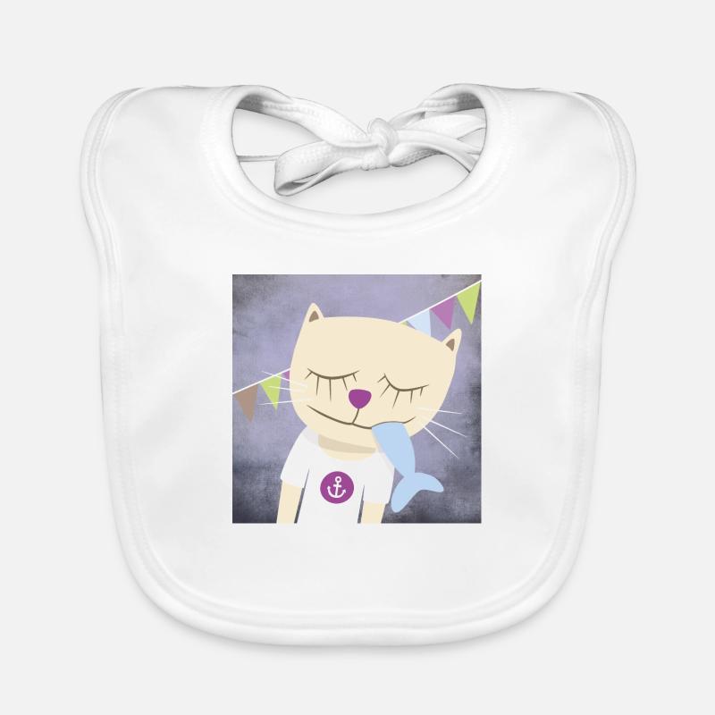 Poster Cat Nursery Harbour Sea Anchor Fish Organic Baby Bibs