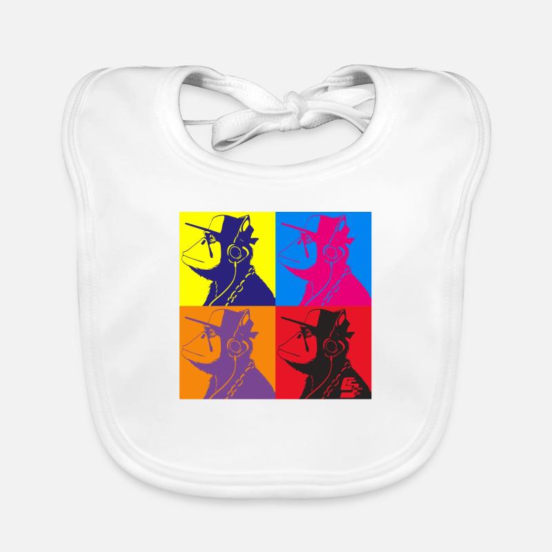 Affe Warhol von Custom - Baby Bio-Lätzchen - Weiß