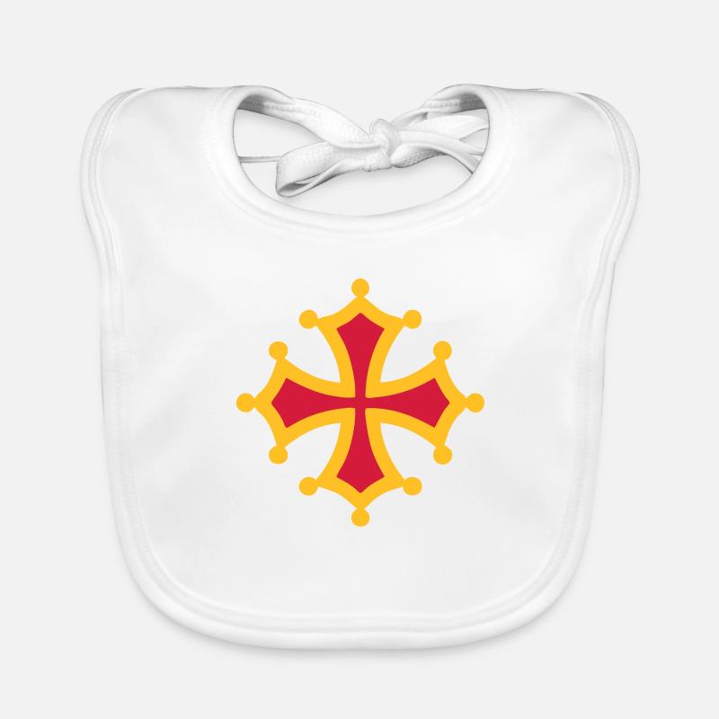 croix occitane graphique vectoriel - Bavoir bio Bébé - blanc