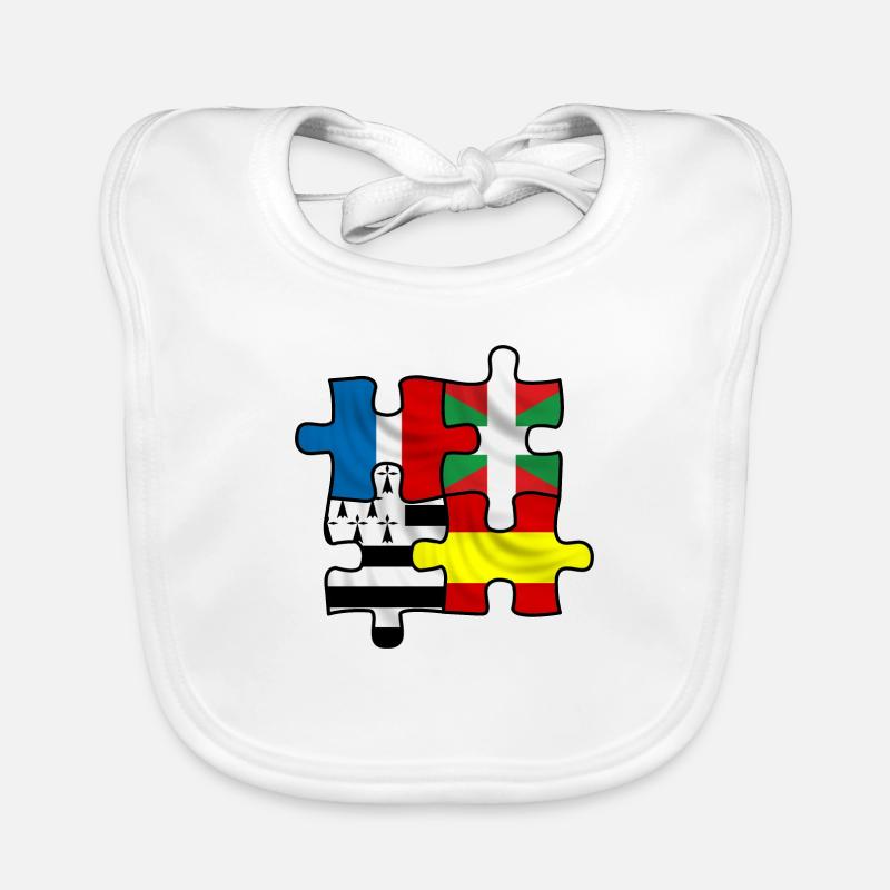 puzzle euskadi breizh - Bavoir bio Bébé - blanc