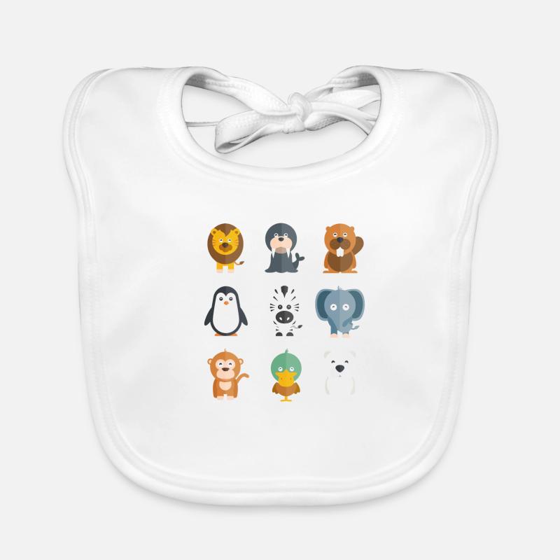Animaux sauvages - Bavoir bio Bébé - blanc