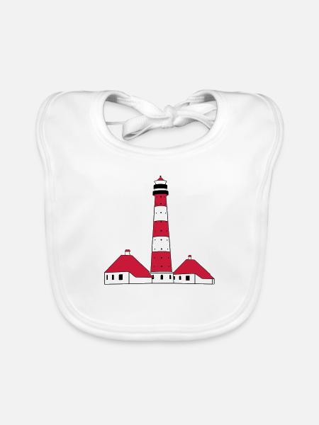 Westerhever Leuchtturm - Baby Bio-Lätzchen - Weiß - Vorne