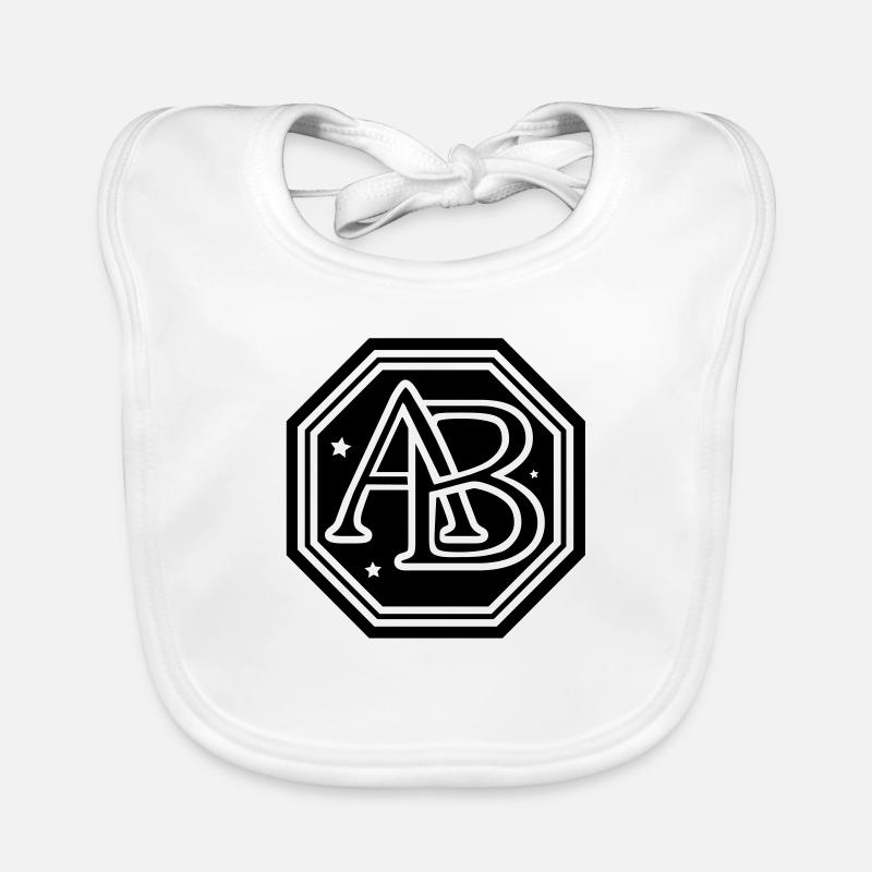 ab monogram letters Organic Baby Bibs
