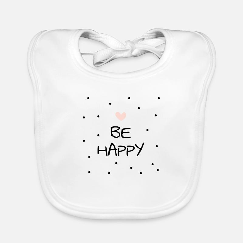 Être heureux - Bavoir bio Bébé - blanc